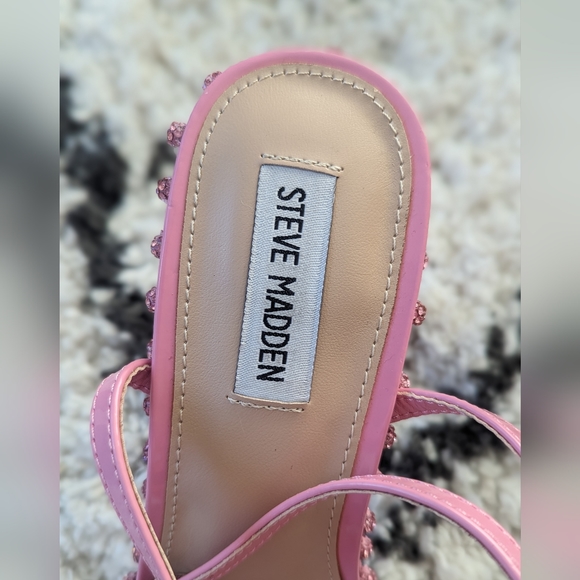 steve madden zelle pink high heels with rhinestones - Picture 3 of 9